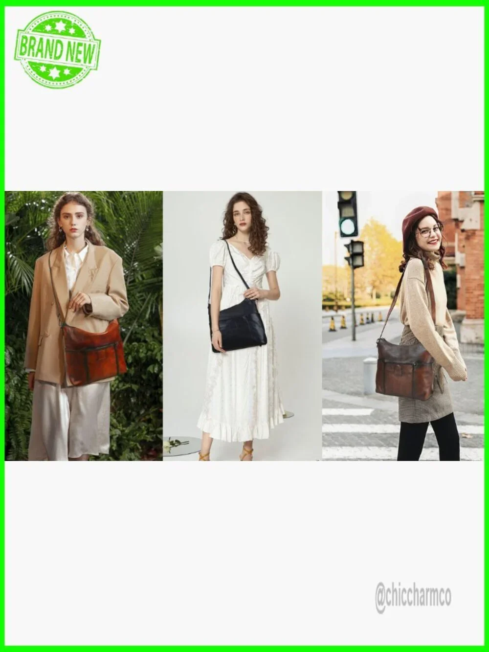 Genuine Leather Hobo Crossbody Bag with Adjustable Strap, Medium Size